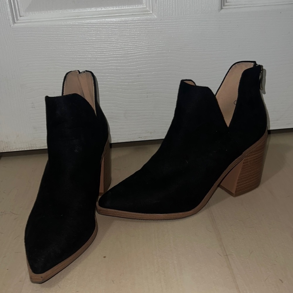 Suede black booties